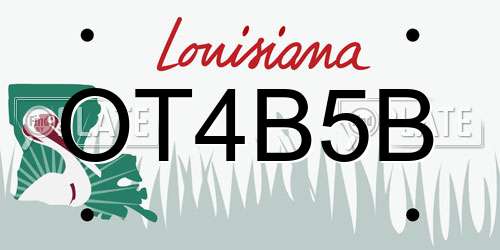 OT4B5B Louisiana License Plate