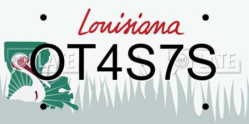 OT4S7S Louisiana License Plate