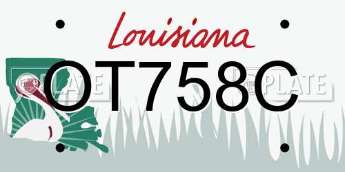 OT758C Louisiana License Plate