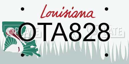 OTA828 Louisiana License Plate