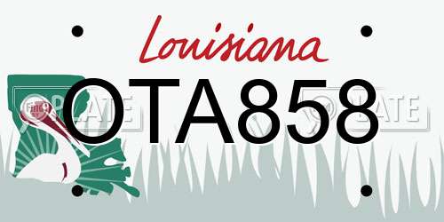 OTA858 Louisiana License Plate