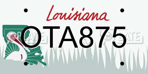 OTA875 Louisiana License Plate