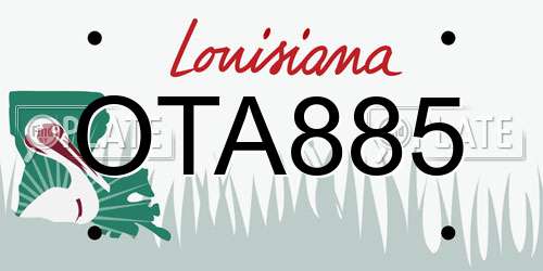 OTA885 Louisiana License Plate
