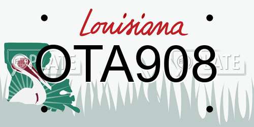 OTA908 Louisiana License Plate