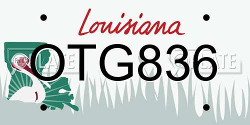 OTG836 Louisiana License Plate