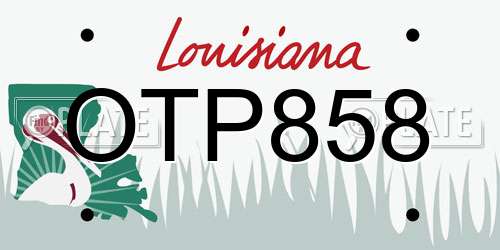 OTP858 Louisiana License Plate