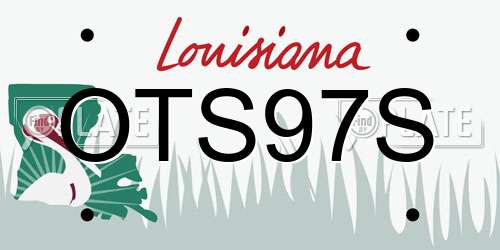 OTS97S Louisiana License Plate