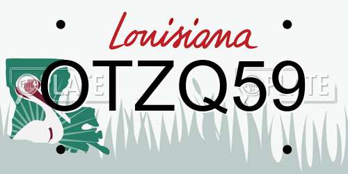 OTZQ59 Louisiana License Plate