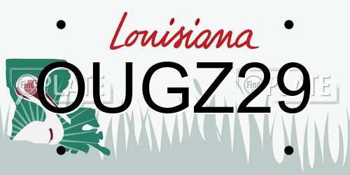 OUGZ29 Louisiana License Plate