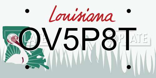 OV5P8T Louisiana License Plate