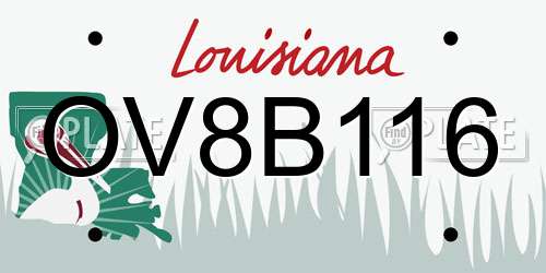 OV8B116 Louisiana License Plate