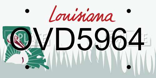 OVD5964 Louisiana License Plate