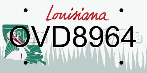 OVD8964 Louisiana License Plate
