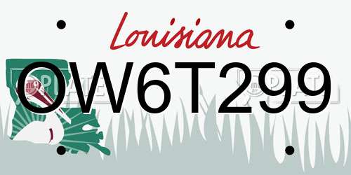 OW6T299 Louisiana License Plate
