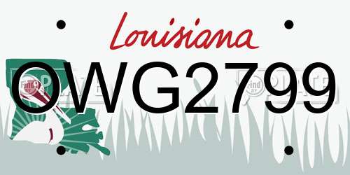 OWG2799 Louisiana License Plate
