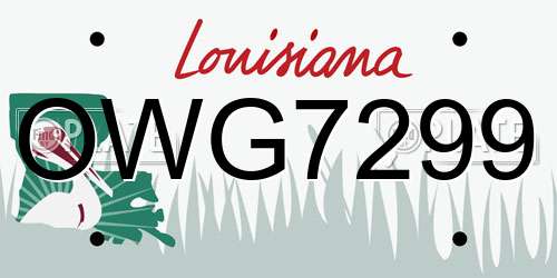 OWG7299 Louisiana License Plate