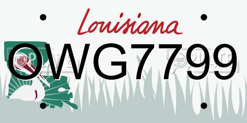 OWG7799 Louisiana License Plate