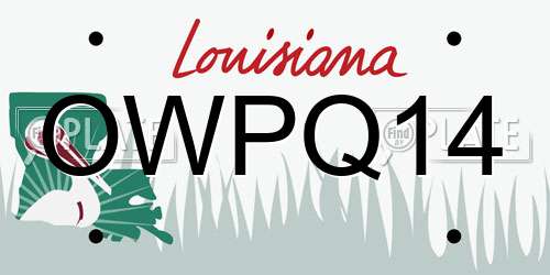OWPQ14 Louisiana License Plate