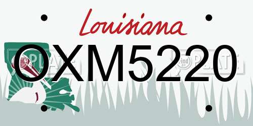 OXM5220 Louisiana License Plate