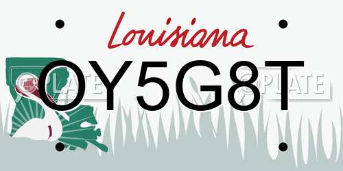 OY5G8T Louisiana License Plate
