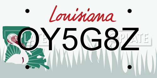 OY5G8Z Louisiana License Plate