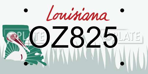 OZ825 Louisiana License Plate