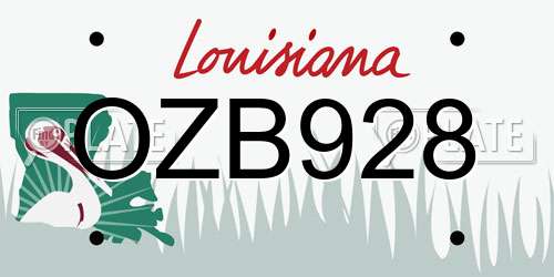 OZB928 Louisiana License Plate