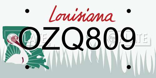 OZQ809 Louisiana License Plate