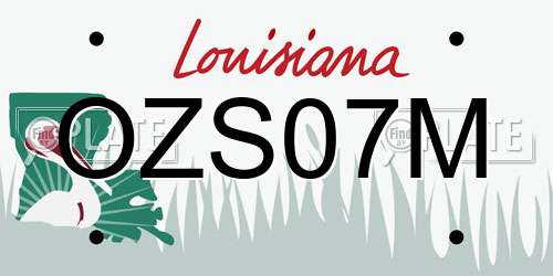 OZS07M Louisiana License Plate