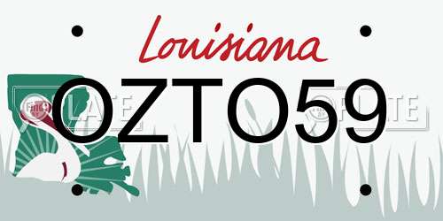OZTO59 Louisiana License Plate
