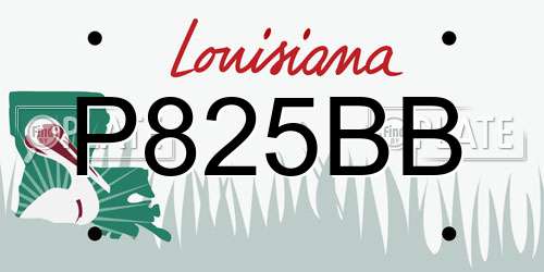 P825BB Louisiana License Plate