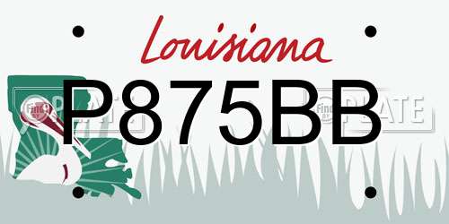 P875BB Louisiana License Plate