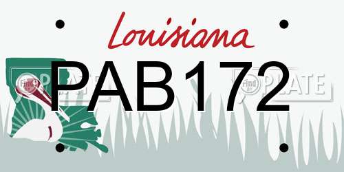 PAB172 Louisiana License Plate