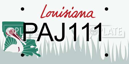 PAJ111 Louisiana License Plate