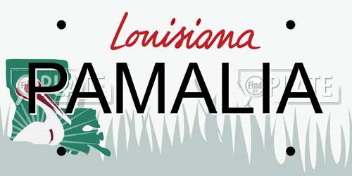 PAMALIA Louisiana License Plate