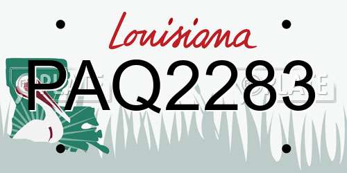 PAQ2283 Louisiana License Plate
