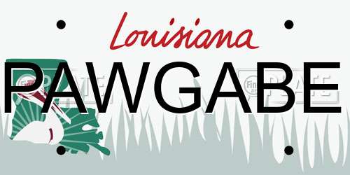 PAWGABE Louisiana License Plate