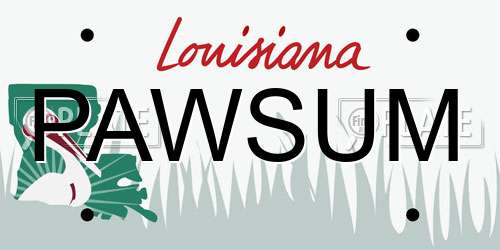 PAWSUM Louisiana License Plate