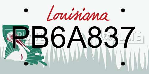 PB6A837 Louisiana License Plate