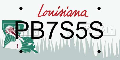 PB7S5S Louisiana License Plate