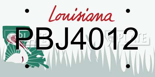 PBJ4012 Louisiana License Plate