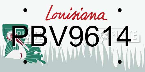 PBV9614 Louisiana License Plate