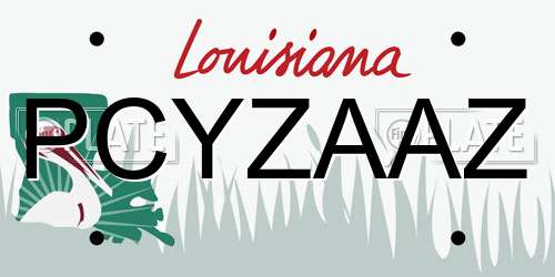 PCYZAAZ Louisiana License Plate