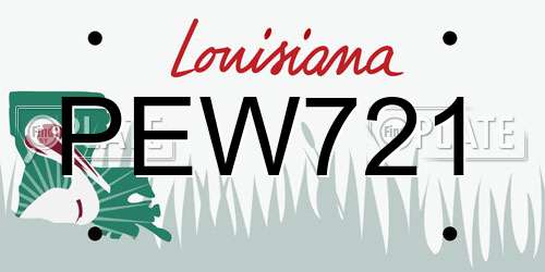 PEW721 Louisiana License Plate