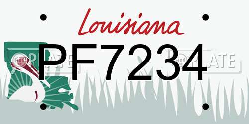 PF7234 Louisiana License Plate