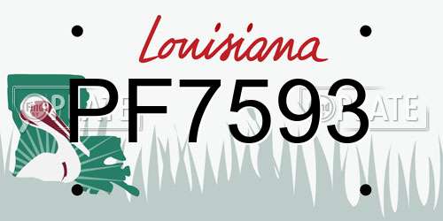 PF7593 Louisiana License Plate