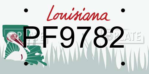 PF9782 Louisiana License Plate