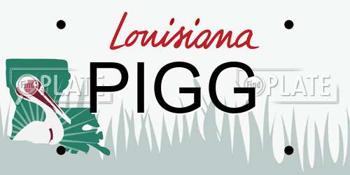 PIGG Louisiana License Plate