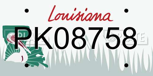 PK08758 Louisiana License Plate