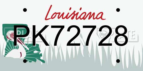 PK72728 Louisiana License Plate